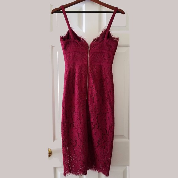 Keepsake the Label Berry Red Burgundy Lace Corset Dress Sweetheart Midi XS - Picture 3 of 11